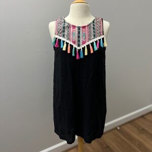 Entro Colorful Fringe/Tassel Embroidered Dress Sz M